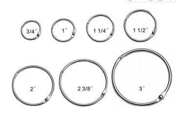 Metal silver nickel finish  50mm(2)loose leaf ring book binding ring hinged snap hook ring