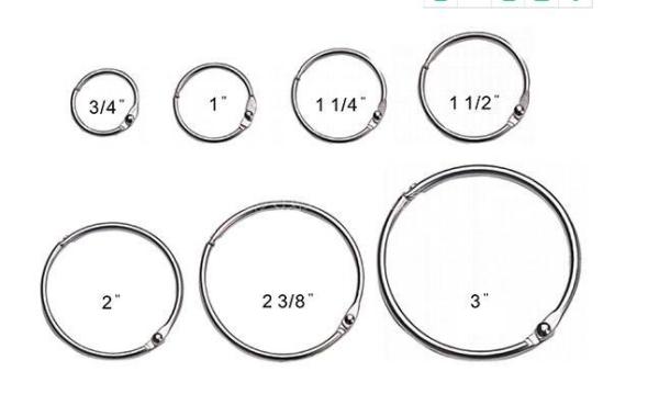 Metal silver nickel finish  14mm(9/16)loose leaf ring book binding ring hinged snap hook ring