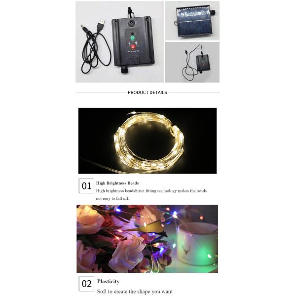 Christmas Wedding String Lights 7-102m Waterproof Warm White Battery/USB/Solar Operated