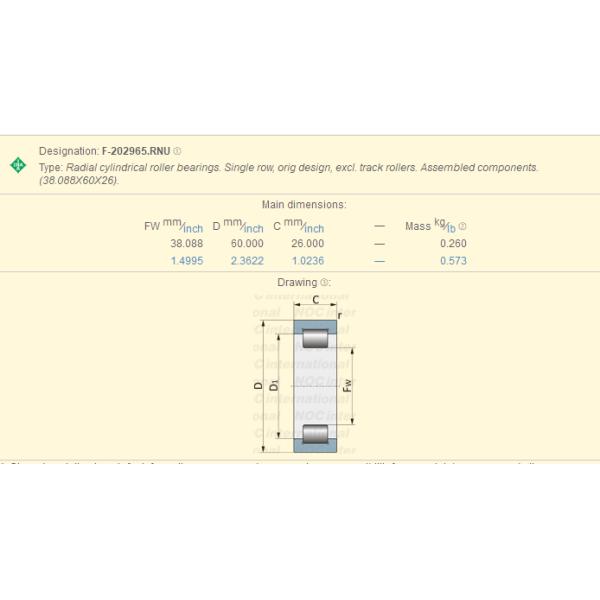 INA without cup double -row full complement cylindrical roller bearing  F-202965