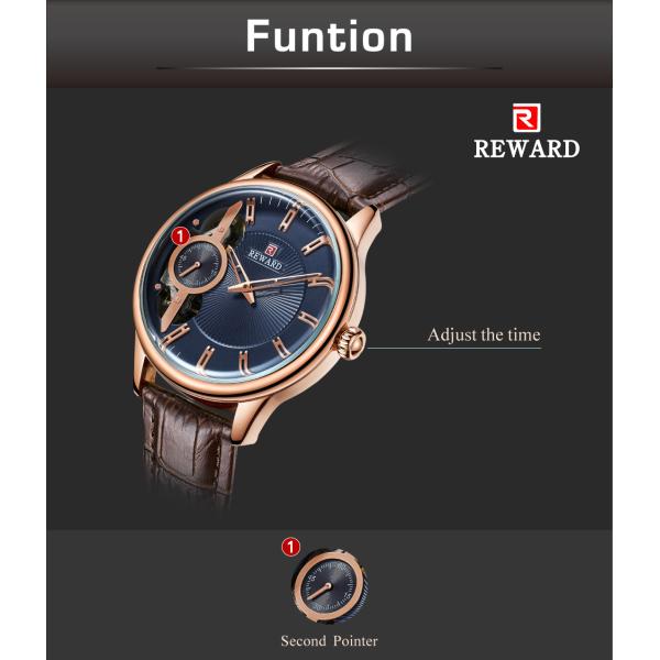 2.5D Mineral Glass Mens Stainless Steel Watches Double Movement Leather Strap