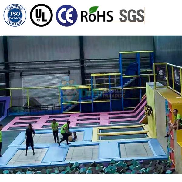High Capacity Indoor Trampoline Park with Safety Net and Stainless Steel Frame for Commercial Use