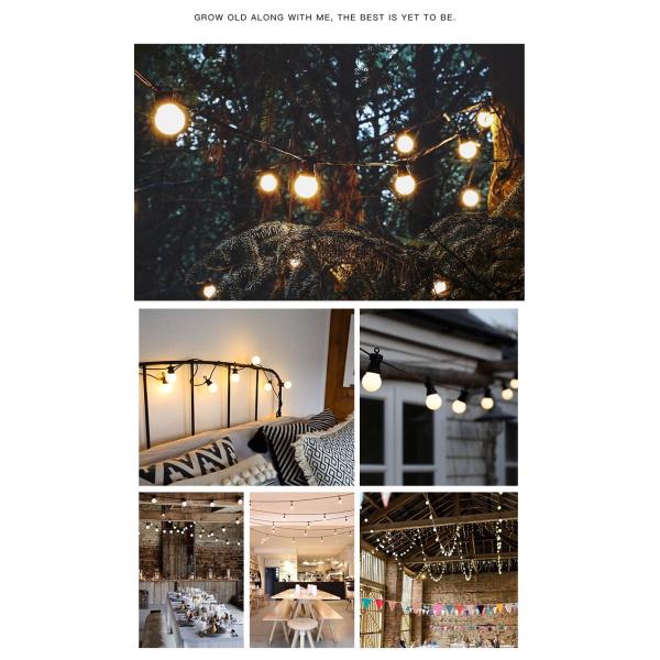 G50 LED String Lights Globe Hanging Loops Suspension Type Black Wire Connectable Indoor Outdoor Patio Lights Waterproof