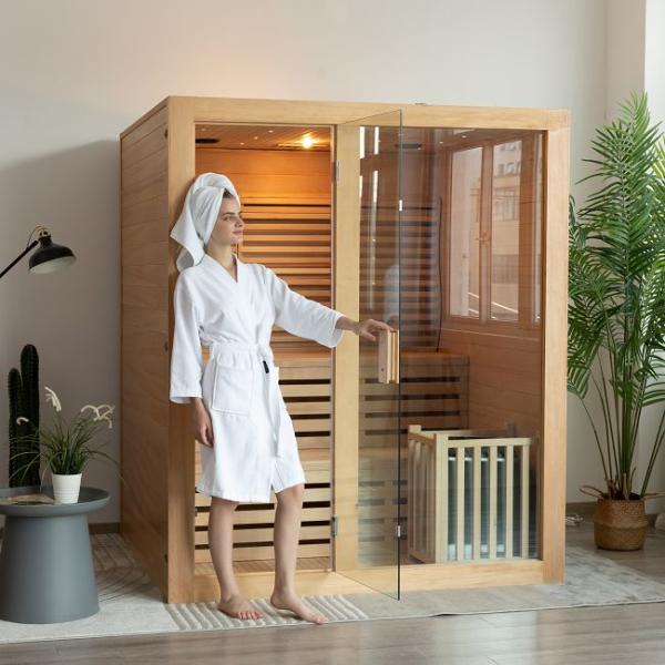 Wooden 3 People Use Indoor Steam Sauna Room With Electric Stove