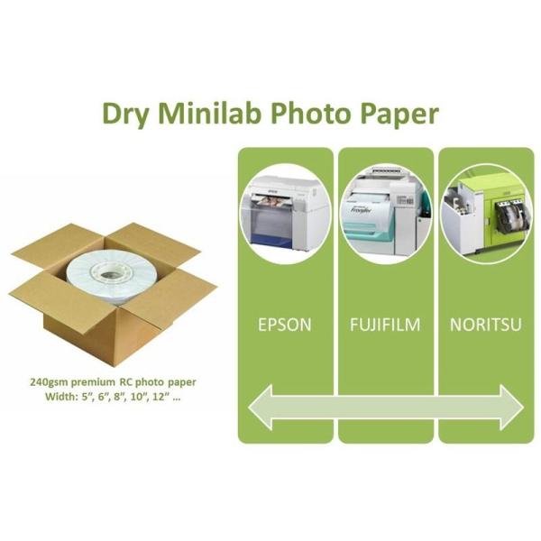 RC Luster Drylab Photo Paper 6inch 8inch 240gsm para Fujifilm Epson Noritsu