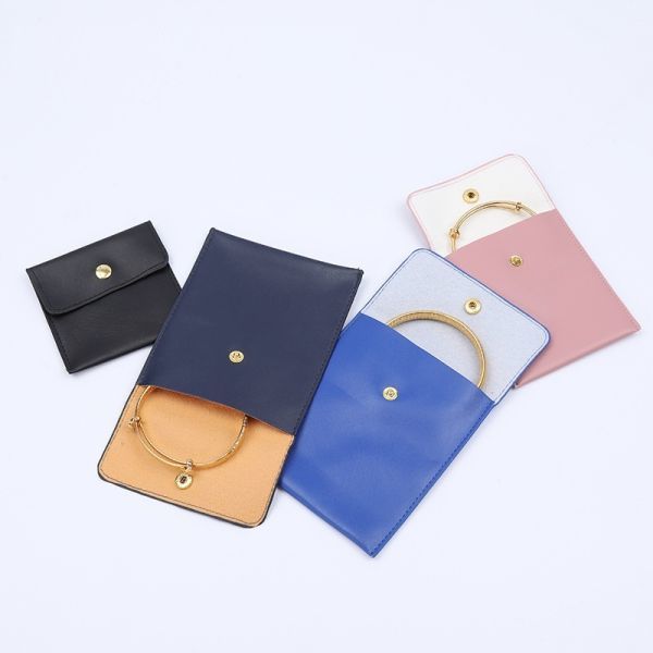 Biodegradable Fruit Leather Bag Customized Right Angle Apple Leather Pineapple Leather Jewelry Bag Jewelry Metal Snap Bag Ring Necklace Velvet Storage Bag