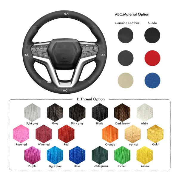 Hand Sewing Black Suede Steering Wheel Cover for Isuzu Dmax D-MAX Xterrain 2021-2023