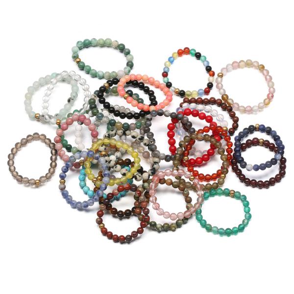 Other Natural Energy Crystal Stone 3mm Mini Beads Rings for Woman Chakra Healing Handmade Bohemian Jewelry Wedding Ring Gift
