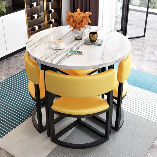 Nordic Style Round Dining Table Set Modern Solid Wood Dining Table and Chair Set for Home and Apartment