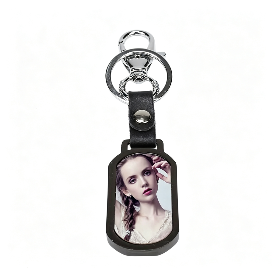Sublimation Metal Keychain Blanks With Leather Connectors