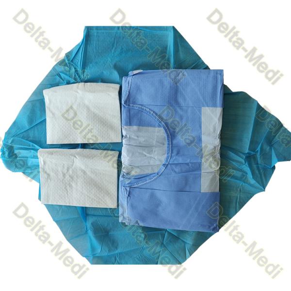 Hospital Medical 45gsm Disposable SMS Surgical Gown Ultrasonic Seam