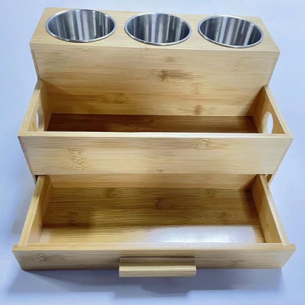 Herramienta de peinado de bambú natural organizador para maquillaje baño