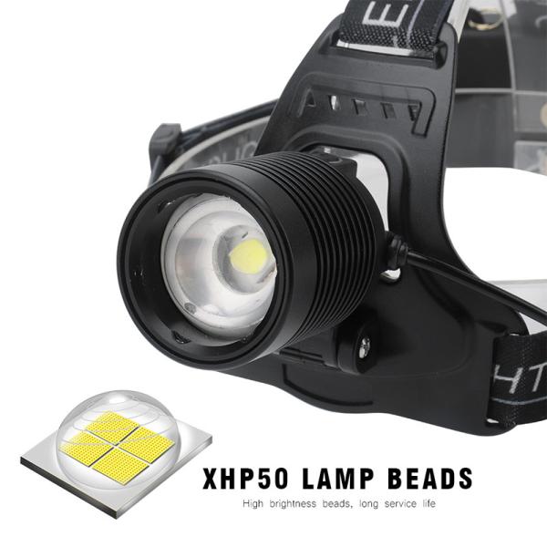 Adjustable 18650 Lithium 100m USB Rechargeable Headlamp