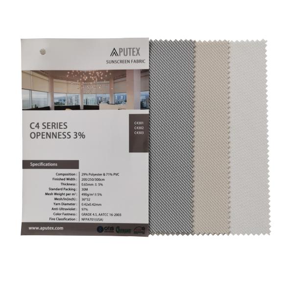 C4 Polyester Sunscreen Fabrics Openness 3% Sun Protection Mesh Fabric