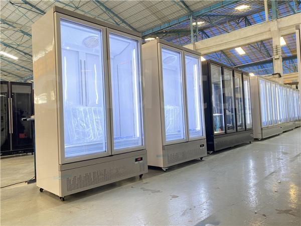 Double Glass Door Freezer Commercial Stand Up Freezer Built - In Secop Compressor