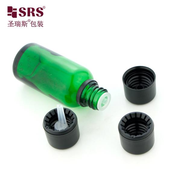 G007 Round Glass Bottle With Screw Cap Vertical Dropper Insert Tamper Evident Cap Custom Color Liquid Oil Packaging