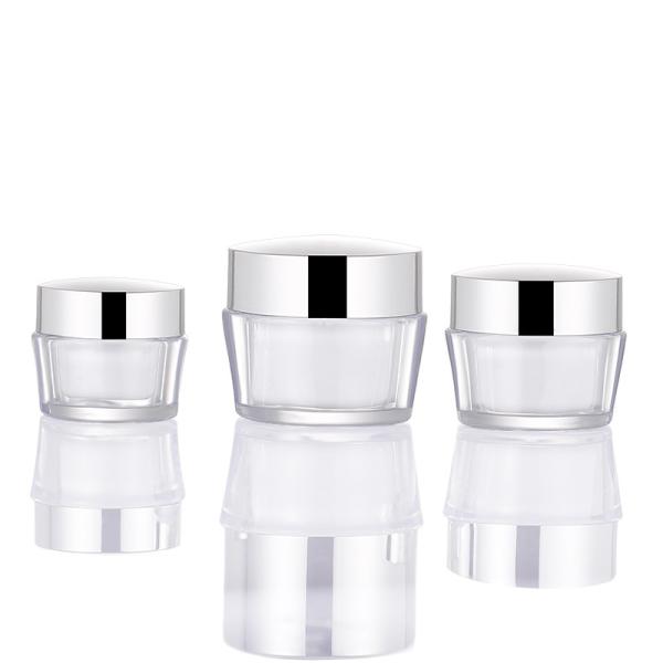 Wholesale 15g 30g 50g Acrylic Double Wall Plastic Empty Cosmetic Body Butter Face Cream Jar Pot With Lip