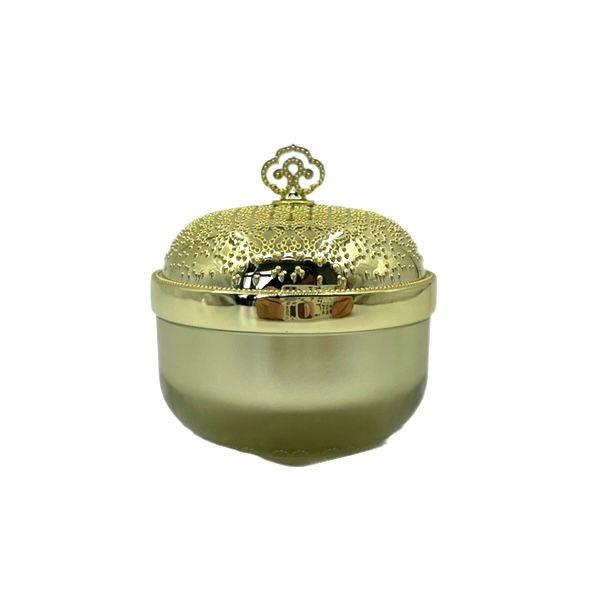O círculo luxuoso do frasco 5g 15g do creme dos recipientes cosméticos plásticos claros dourados metalizou