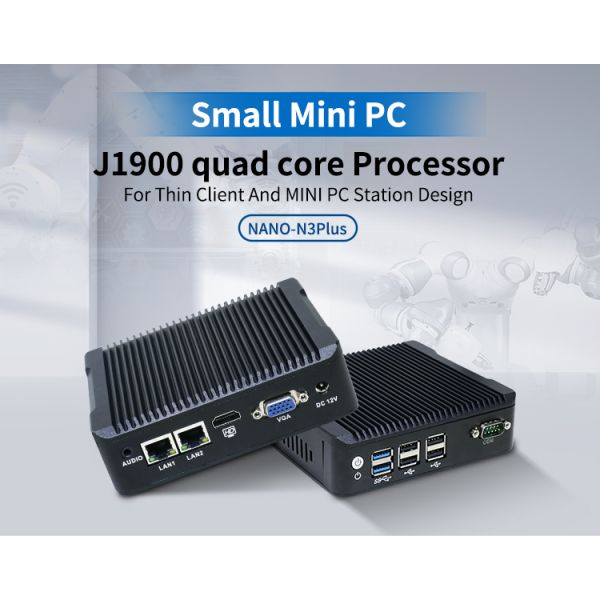 Quad Core J1900 Mini PC with Dual Display and 12V Power Supply Fanless Industrial Computer Barebone System