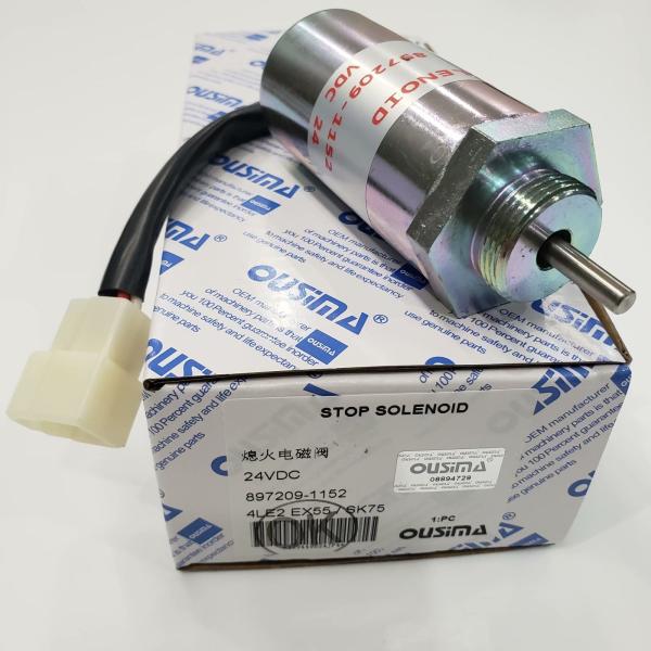 OUSIMA Fuel Stop Solenoid 897209-1152 24V For 4LE2 EX55 6K75 Excavator 8972091152 Fuel Stop Solenoid