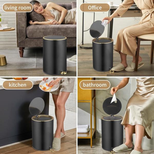 8L/2Gallon Round Trash Can Bathroom Garbage Can with Foot Pedal Stainless Steel Step Metal Trash Bin with Lid