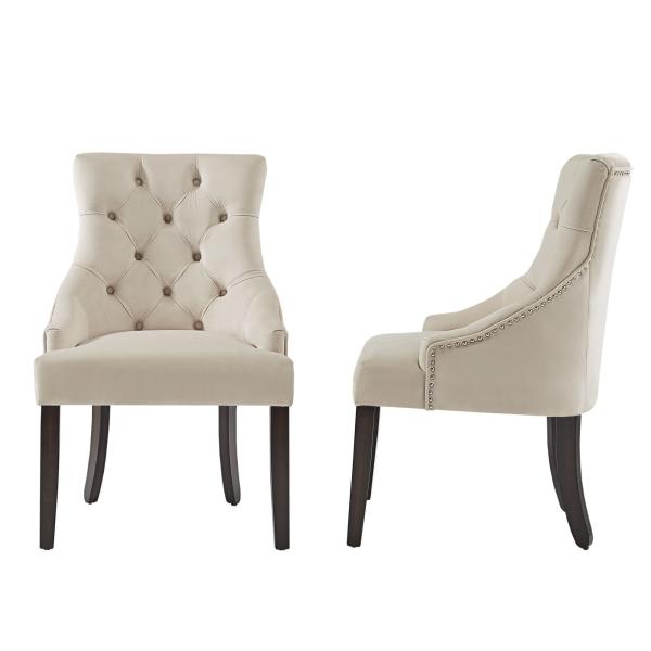 White Leather Tufted High Back Dining Chair , Hotel Upholstered Dining Chairs Sillas De Dise