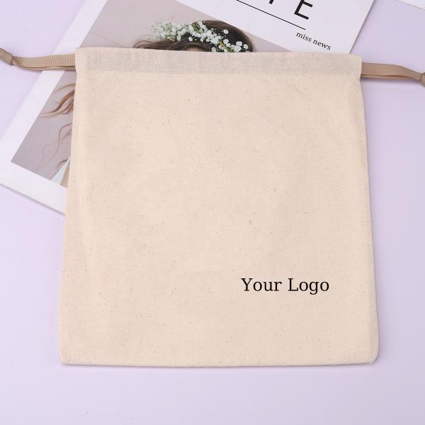 Eco-friendly Cotton Fabric Drawstring Swimsuit Cloth Storage Bag with Waterproof Lining