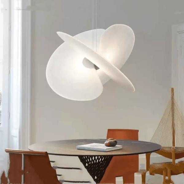 JYLIGHTING Wabi Sabi Pendant Light Modern Silk Chandelier Living Room Dinning Room Shamrock White Silk Pendant Light