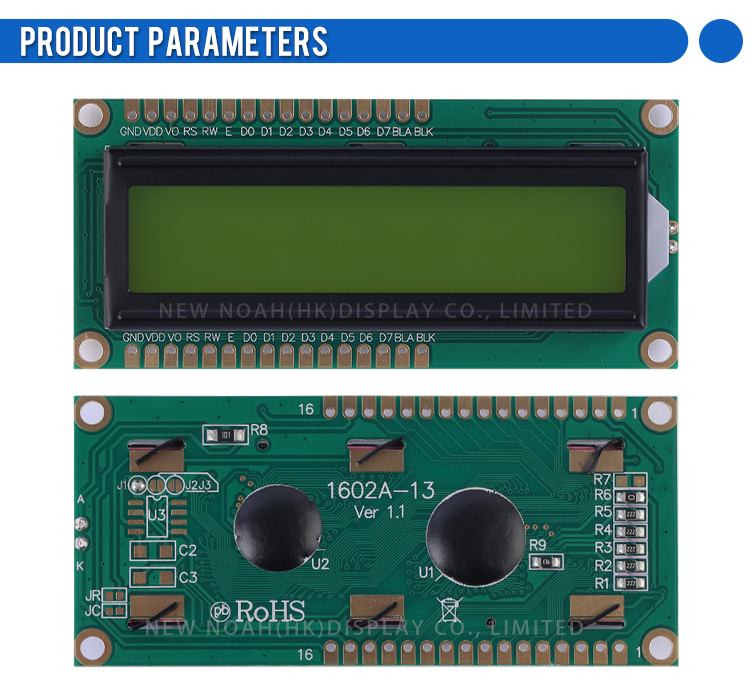 Yellow Green Film 1602A-13 Character LCD Screen 16 PIN 5V Controller ST7066U Support Scheme Development