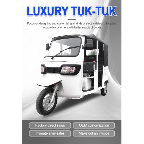 Rechargeable Passenger Electric Tuk Tuk Three Wheeler Rickshaw 40-70km/H 1500W
