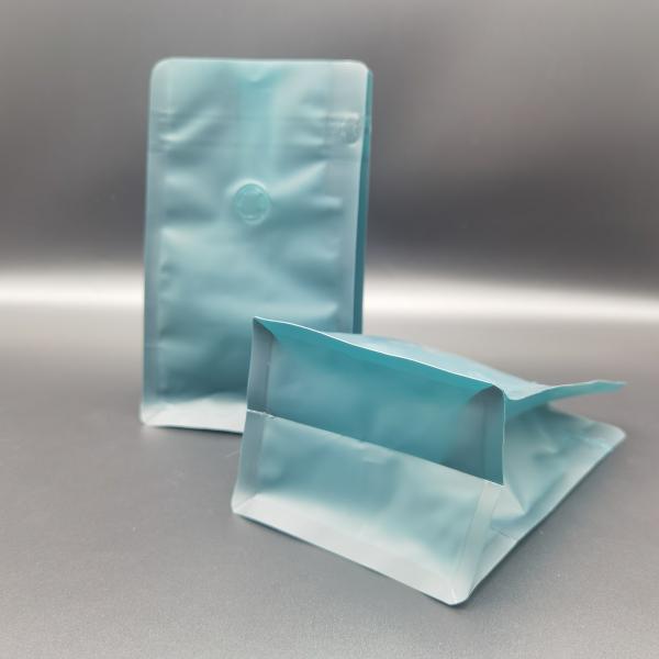 Flat Bottom Recyclable Packaging Bags PE Stand Up Coffee Pouches With Valve