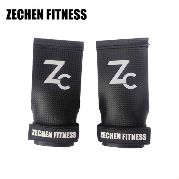 Black carbon fiber fingerless gym weightlifting grip crossfit hand grips for pull ups