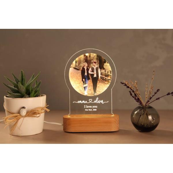 Un éclairage de nuit en bois avec votre photo cadeau romantique pour les couples cadeau pour son anniversaire cadeau pour lui mariage de fiançailles