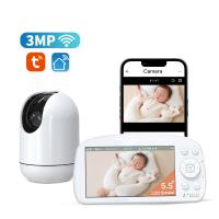 2 Way Intercom Baby Monitor Wifi 2.4Ghz 1080P 5.5 Inch Video Baby Monitor