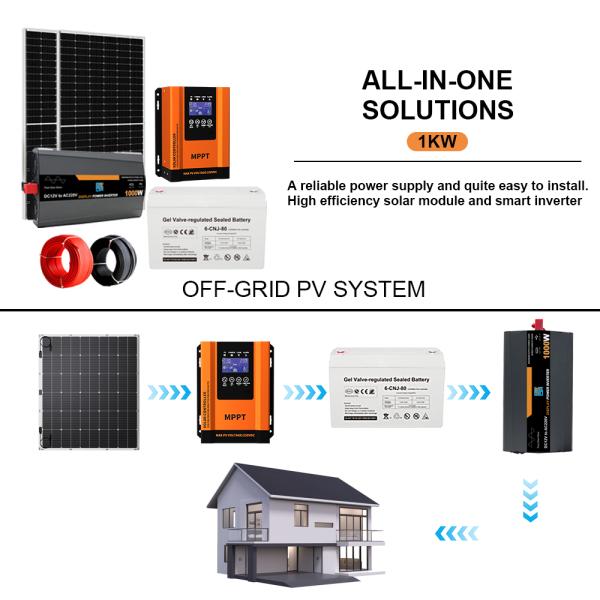 1KW Complete Off-Grid Solar Power Kit for Homes with Long-Lasting GEL Battery
