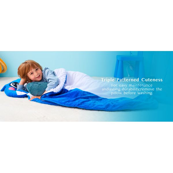 Shark Toddler Nap Mat for Kids Ages 3+  for Preschool with Pillow & Blanket
