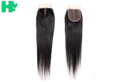 4*4 Free Middle Three Part Human Hair Closure , Peruvian Straight Hair With Closure
