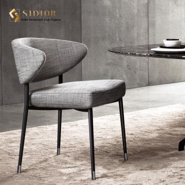 H76cm French Style Chair Metal Frame Fabric Upholstered Dining Chairs With Arms
