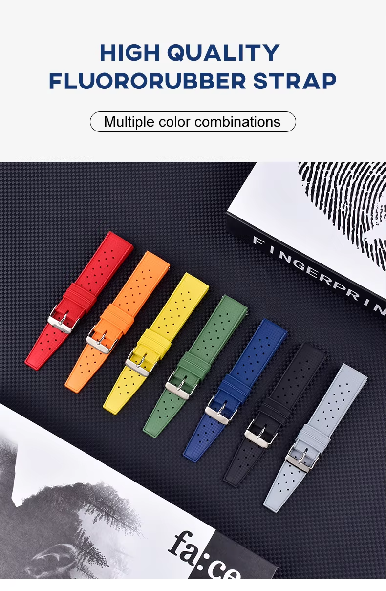 Hole Pattern Fkm Rubber Strap With Buckle Closure