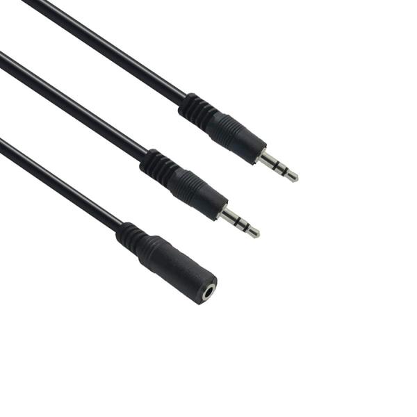 2 female to 1 male 3.5mm Stereo Jack Headphone Speaker Audio Y Splitter Cable