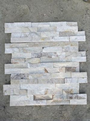 White Cream Quartzite Wall Stone Thin Stone Veneer Panels Split Surface Finishing