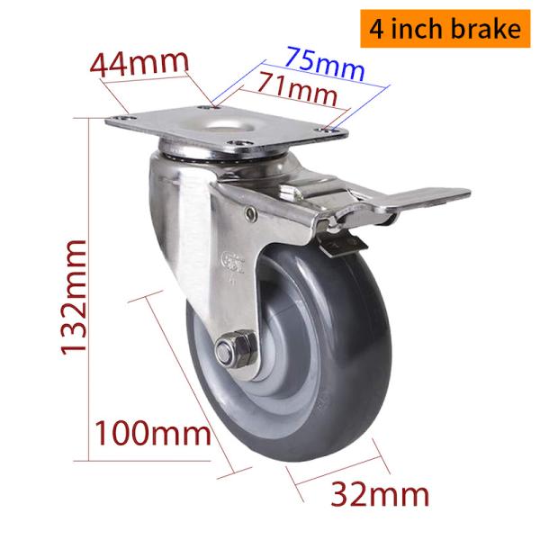 EDL 4Inch Stainless Steel Medium Duty Caster With Durable  Wheel Loading 150Kg S544P-75