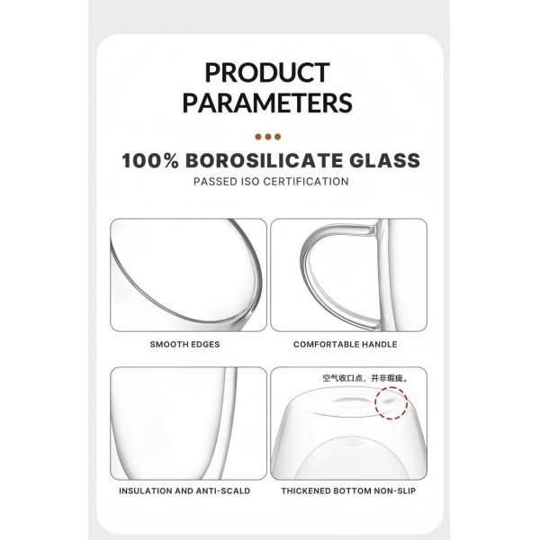 High Borosilicate Double Walled Coffee Glasses Coffee Tumbler 80ml To 450ml Capacity