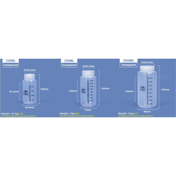 Food Grade PP Plastic Bottle With Scale Line Wide Neck Liquid Container for Chemical