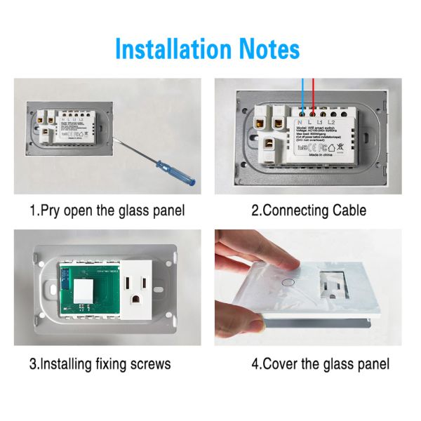 Tuya Wi-Fi Smart Switch Socket Combination with Voice Control Timing Function and 2.4GHz Wi-Fi for Home Office and Hotel