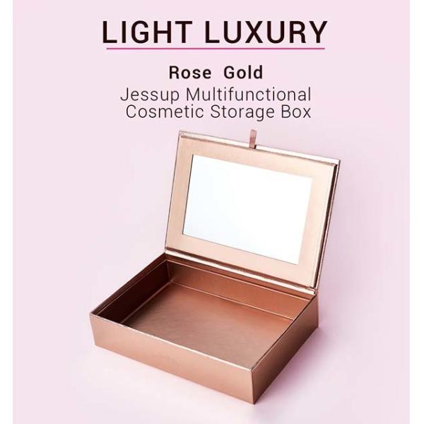 Rose Golden Foldable Cosmetic Travel Box With Makeup Mirror