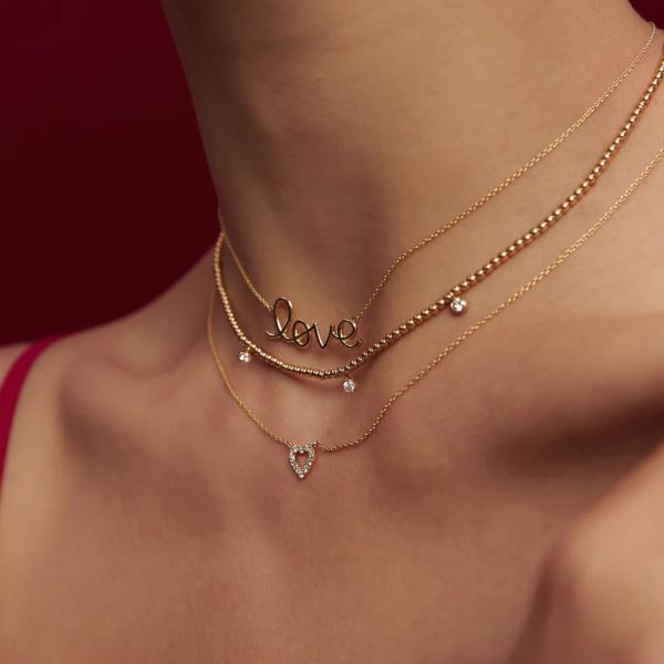 Collar de amor de plata sólida 925 14K dorada collar de amor para mujeres regalo de San Valentín