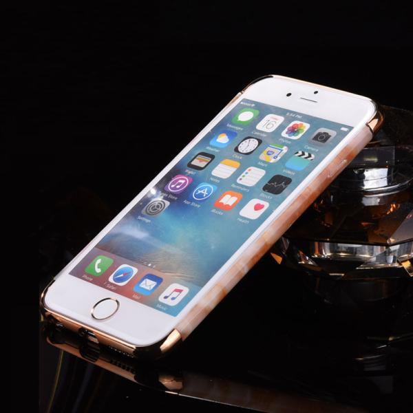 Hard PC 3 in 1 Plating Border Marble Lines Back Cover Cell Phone Case For iPhone 7 7 Plus 6 6s Plus
