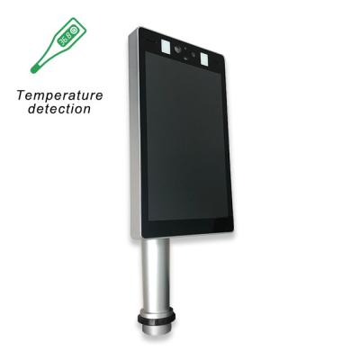 Teste da temperatura corporal do controle de acesso da segurança do comparecimento do reconhecimento de cara do suporte do assoalho