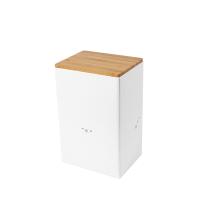 Caja de hojalata organizadora de té almacenamiento caja de hojalata en forma cuadrada de pecho con tapa de bambú